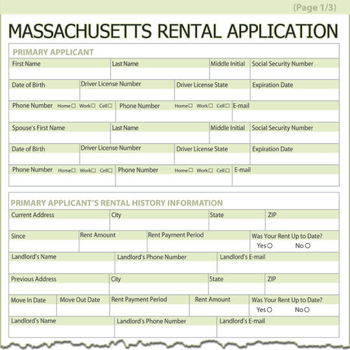 Massachusetts Rental Application screenshot