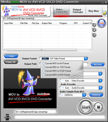 MediaSanta MOV to AVI VCD SVCD DVD Converter screenshot
