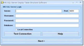 MS SQL Server Display Table Structure Software screenshot