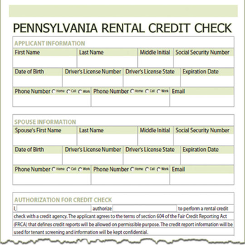 Pennsylvania Rental Credit Check screenshot
