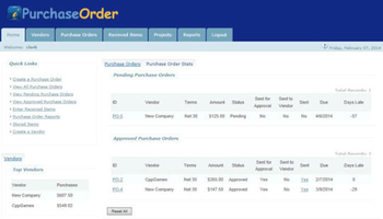 Purchase Order Software - ASP.Net screenshot