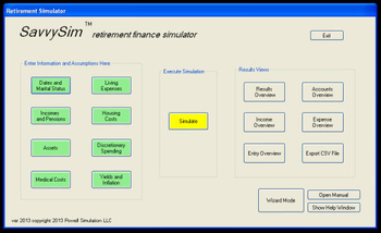 SavvySim Retirement Finance Simulator screenshot