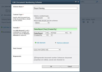 SharePoint Document Number Generator screenshot