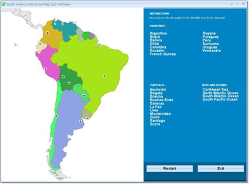 South America Interactive Map Quiz Software screenshot