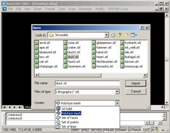 STL2CAD 2004 - Import STL screenshot