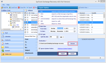 SysTools Exchange Recovery screenshot