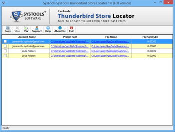 SysTools Thunderbird Store Locator screenshot