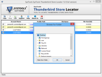 SysTools Thunderbird Store Locator screenshot 2