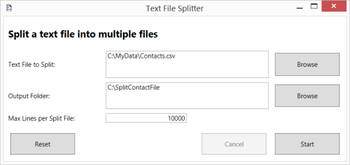 Text File Splitter screenshot