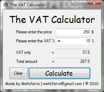 The VAT Calculator screenshot