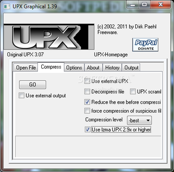 UPX Graphical screenshot 2