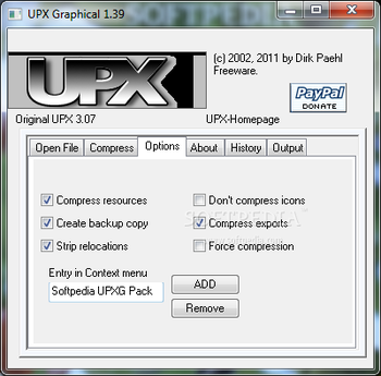 UPX Graphical screenshot 3