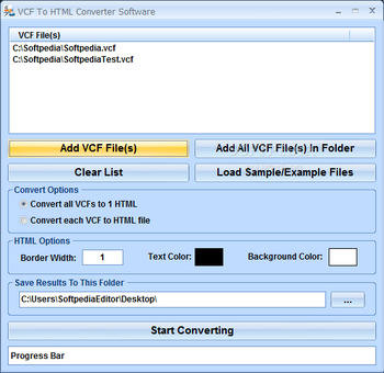 VCF To HTML Converter Software screenshot