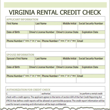 Virginia Rental Credit Check screenshot