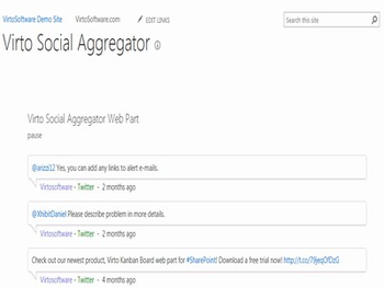 Virto Social Aggregator for SharePoint screenshot