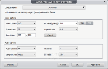 WinX Free AVI to 3GP Converter screenshot 3