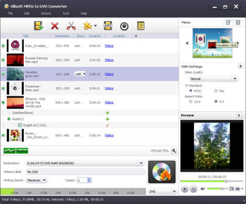 Xilisoft MPEG to DVD Converter screenshot