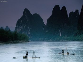 Fishermen On The Li River Guilin China screenshot