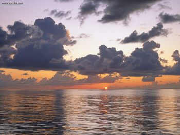 Scattered Rain Clouds At Sunset Pacific Ocean screenshot