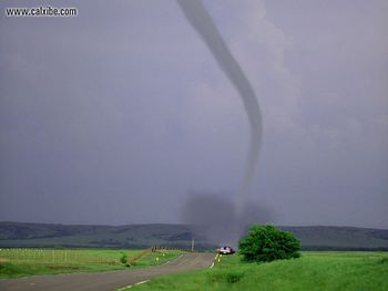 Tornado Touching Down By Country Road screenshot